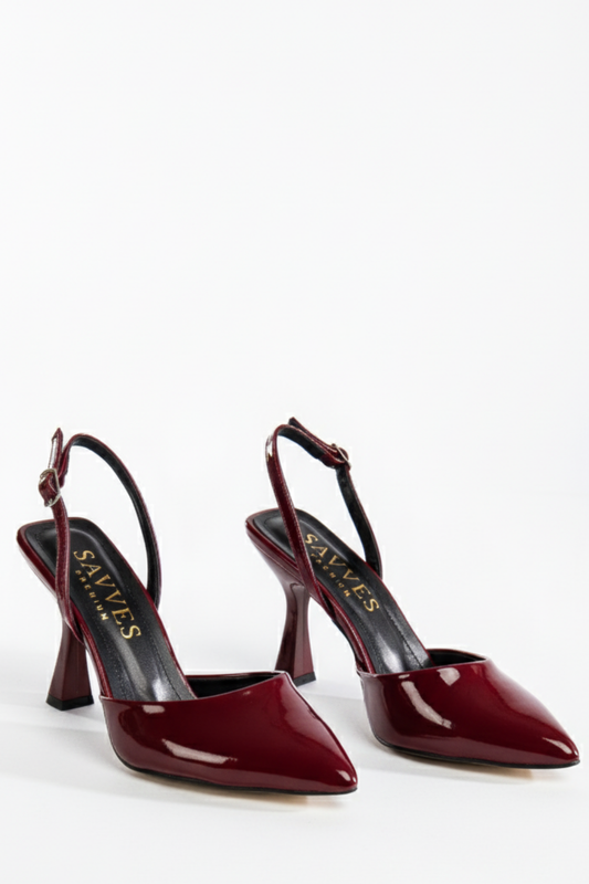 BRIELFY Ankle-Strap – Bordo Bilekten Bağlamalı Topuklu Ayakkabı (9 cm)