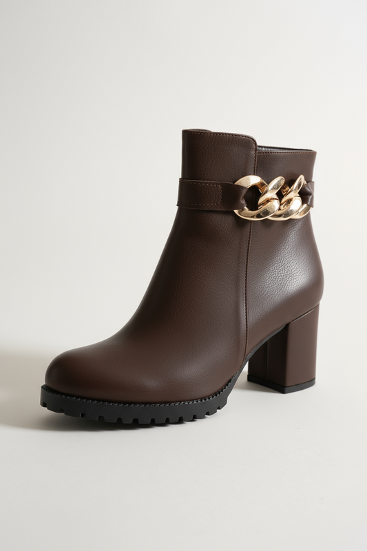 Brielfy Burma Tokalı Kahverengi Topuklu Kadın Bot | Şık, Konforlu ve Zamansız