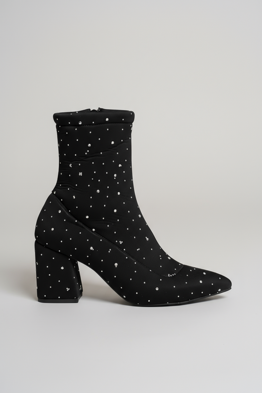 Brielfy Lumière Siyah Taş Detaylı Streç Topuklu Bot