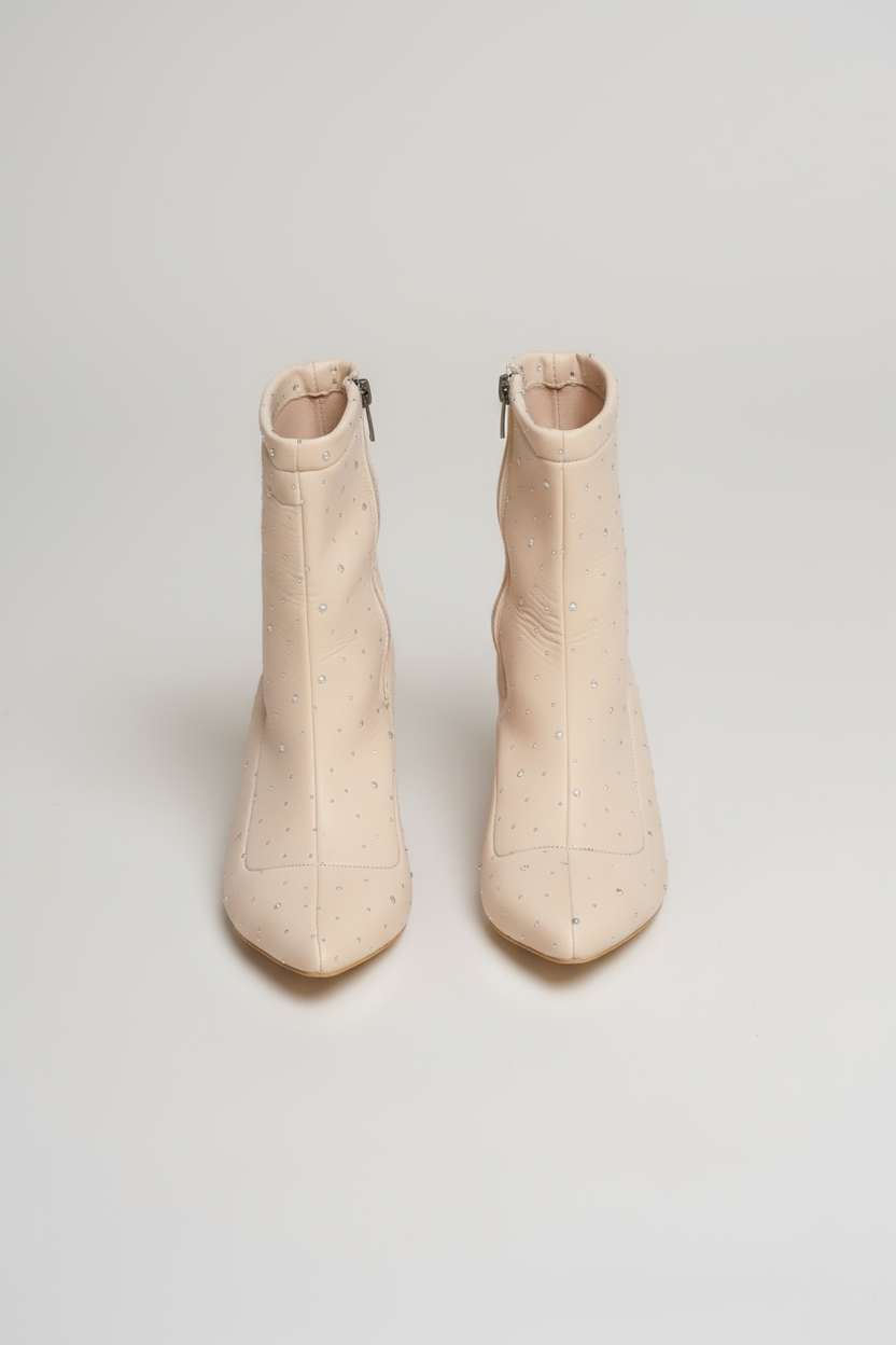 Brielfy Lumière Taş Detaylı Streç Topuklu Bot Bej