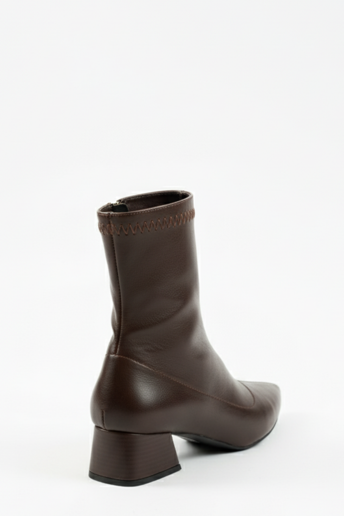 BRIELFY – Kahve Streç Bilek Boy Fermuarlı Topuklu Bot – 5 cm