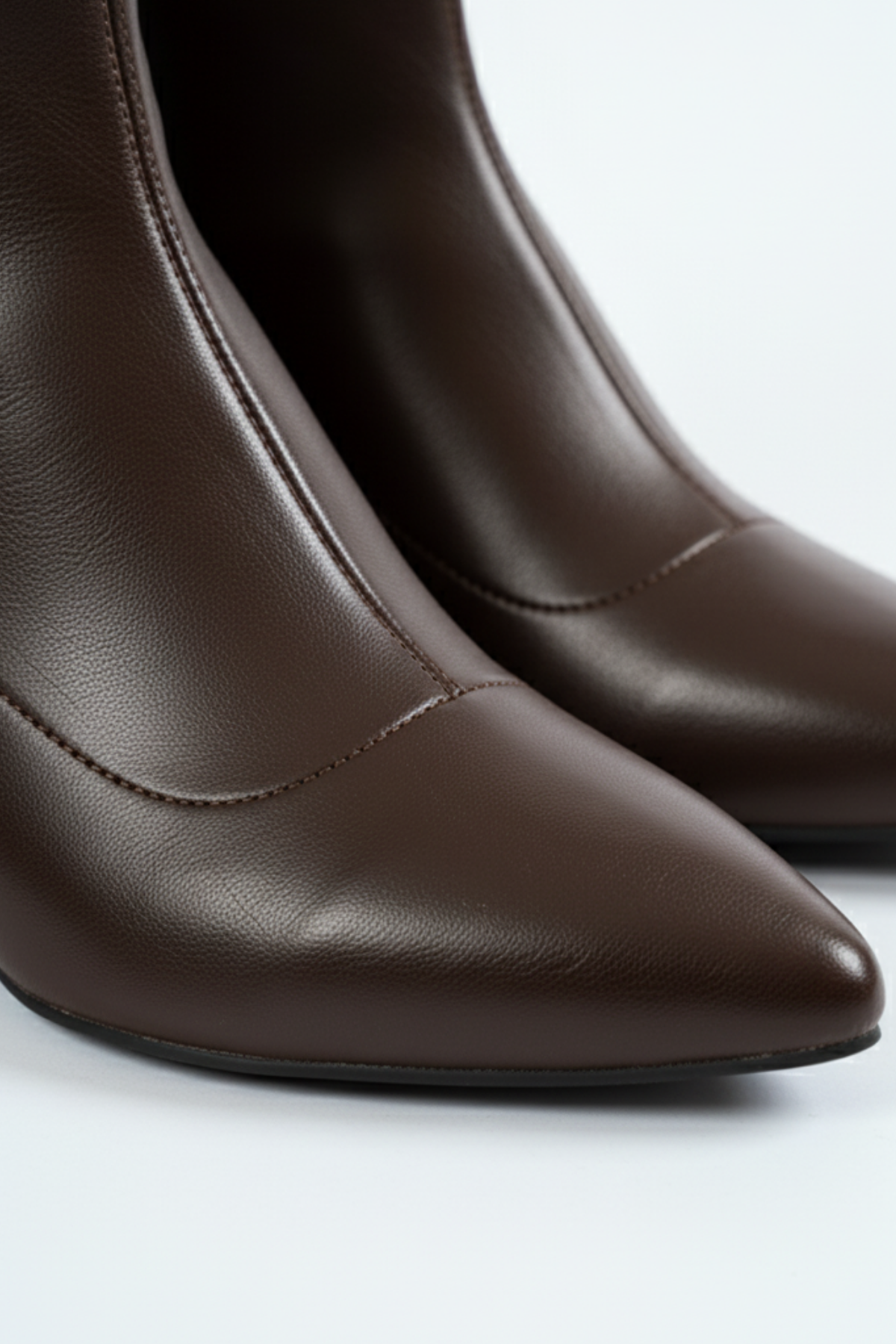 BRIELFY – Kahve Streç Bilek Boy Fermuarlı Topuklu Bot – 5 cm