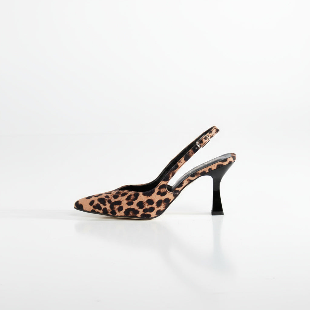 BRIELFY – Leopar Desenli Slingback İnce Topuk Ayakkabı – 9 cm