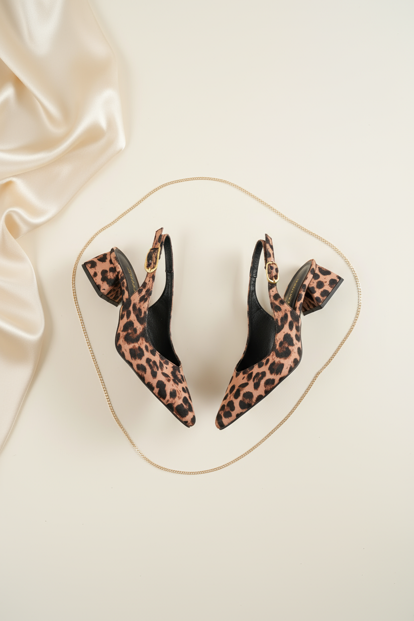 BRIELFY Safari – Leopar Desenli 5 cm Topuklu Tokalı Slingback Ayakkabı