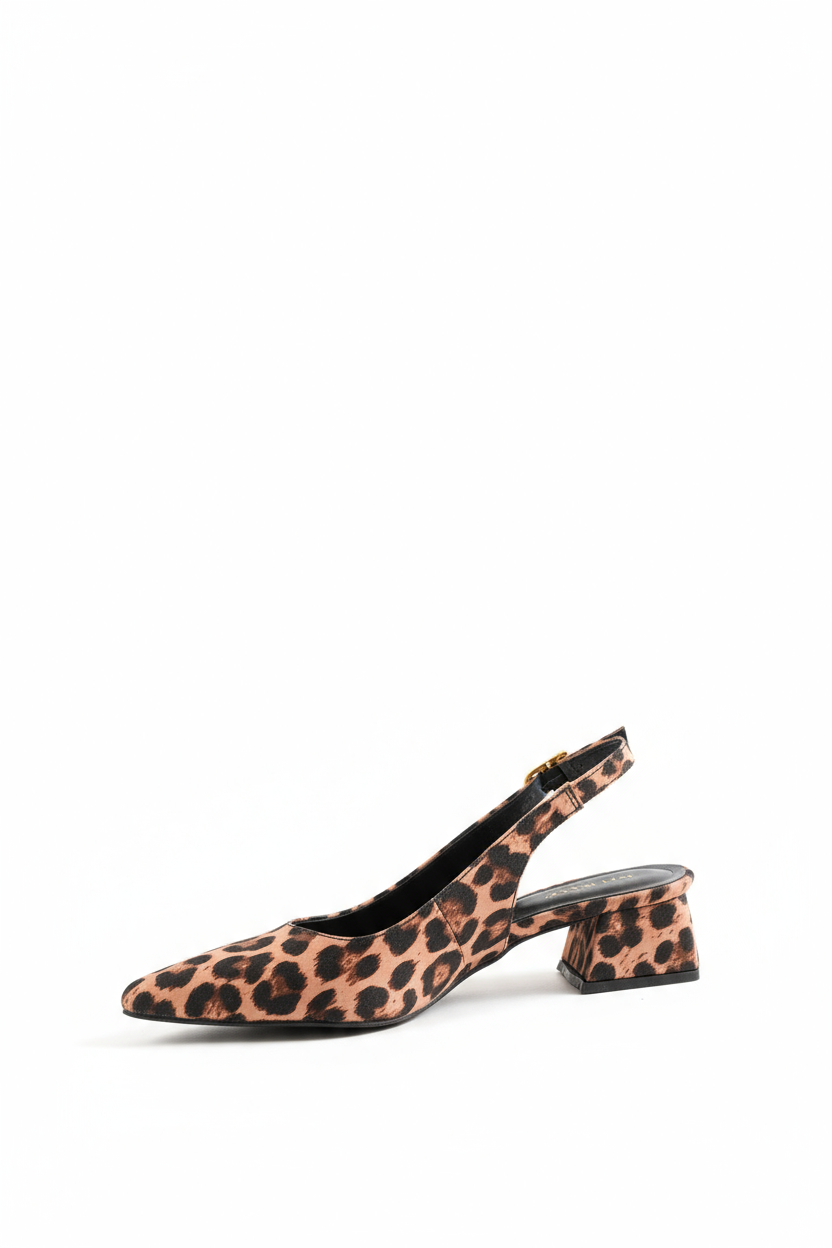 BRIELFY Safari – Leopar Desenli 5 cm Topuklu Tokalı Slingback Ayakkabı