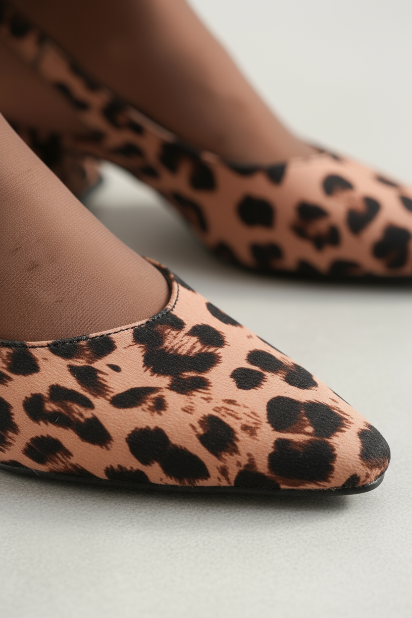 BRIELFY Safari – Leopar Desenli 5 cm Topuklu Tokalı Slingback Ayakkabı