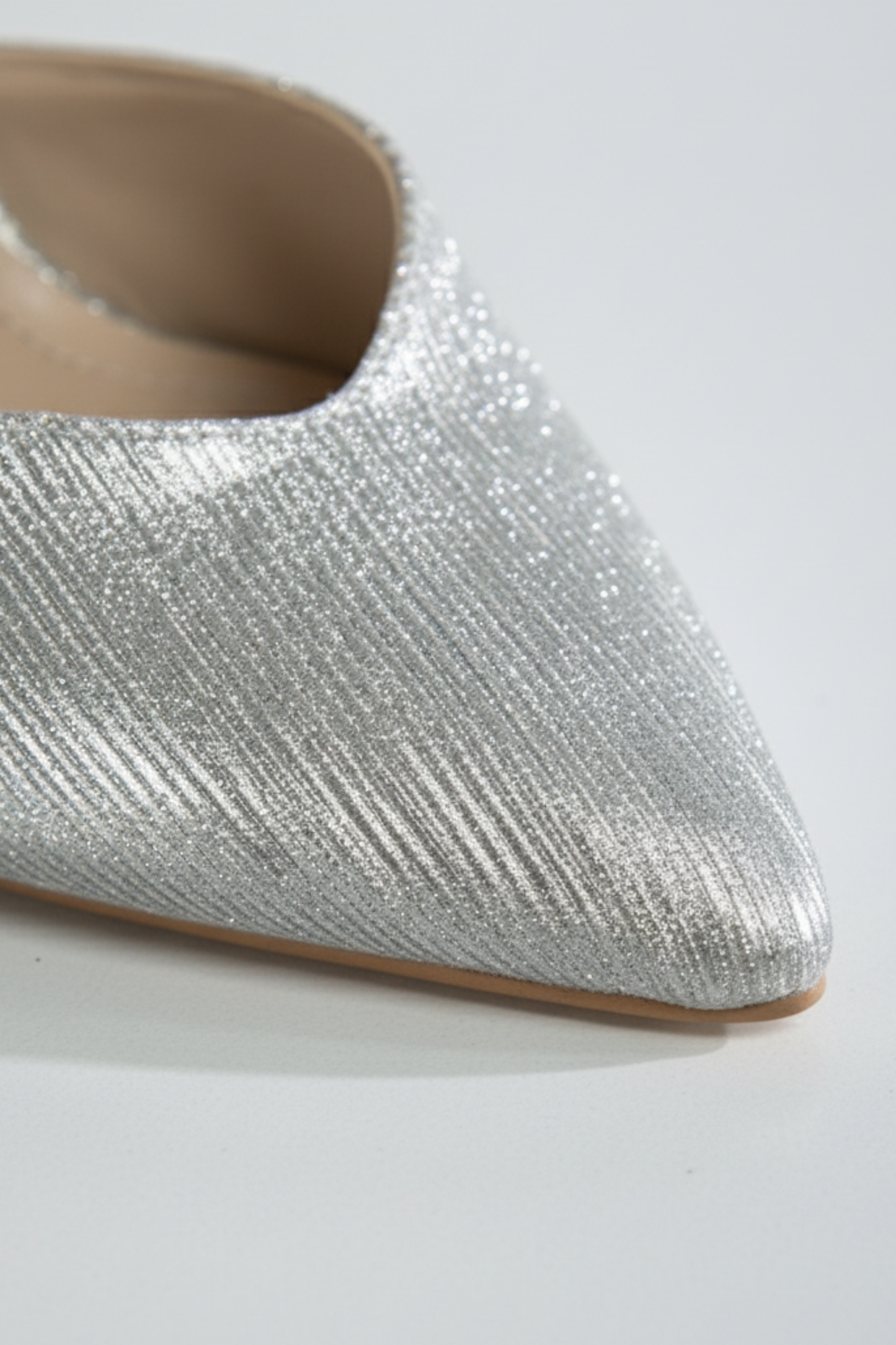 BRIELFY – Gümüş Simli Slingback İnce Burun Topuklu Ayakkabı – 9 cm