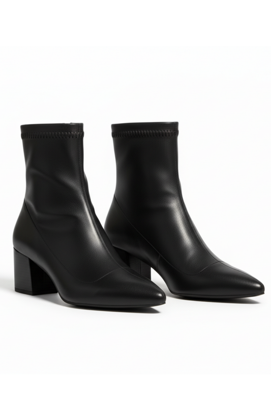 Brielfy Streç Siyah 5cm Topuklu Kadın Bot | Modern Minimalizm ve Güçlü Duruş