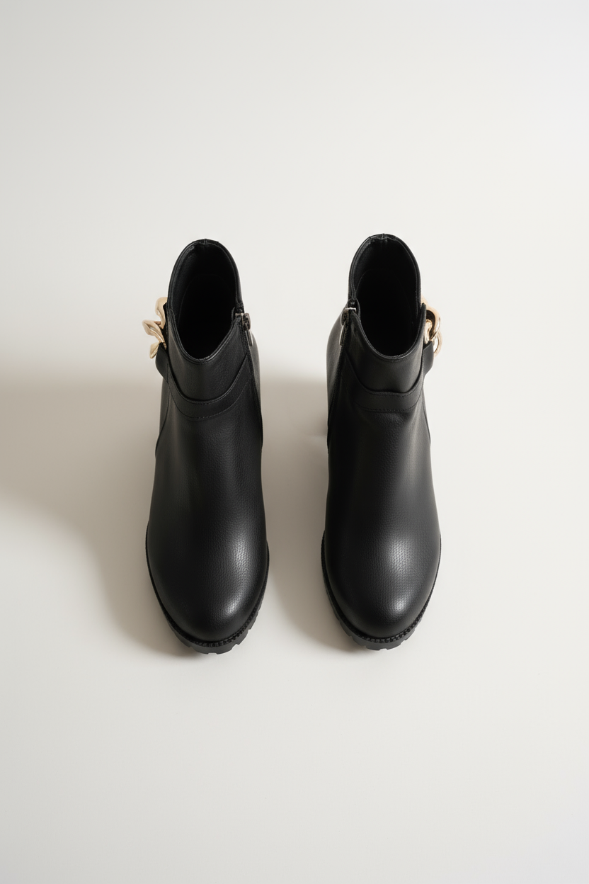 Brielfy Burma Tokalı Siyah Topuklu Kadın Bot | Şık, Güçlü ve Zarif