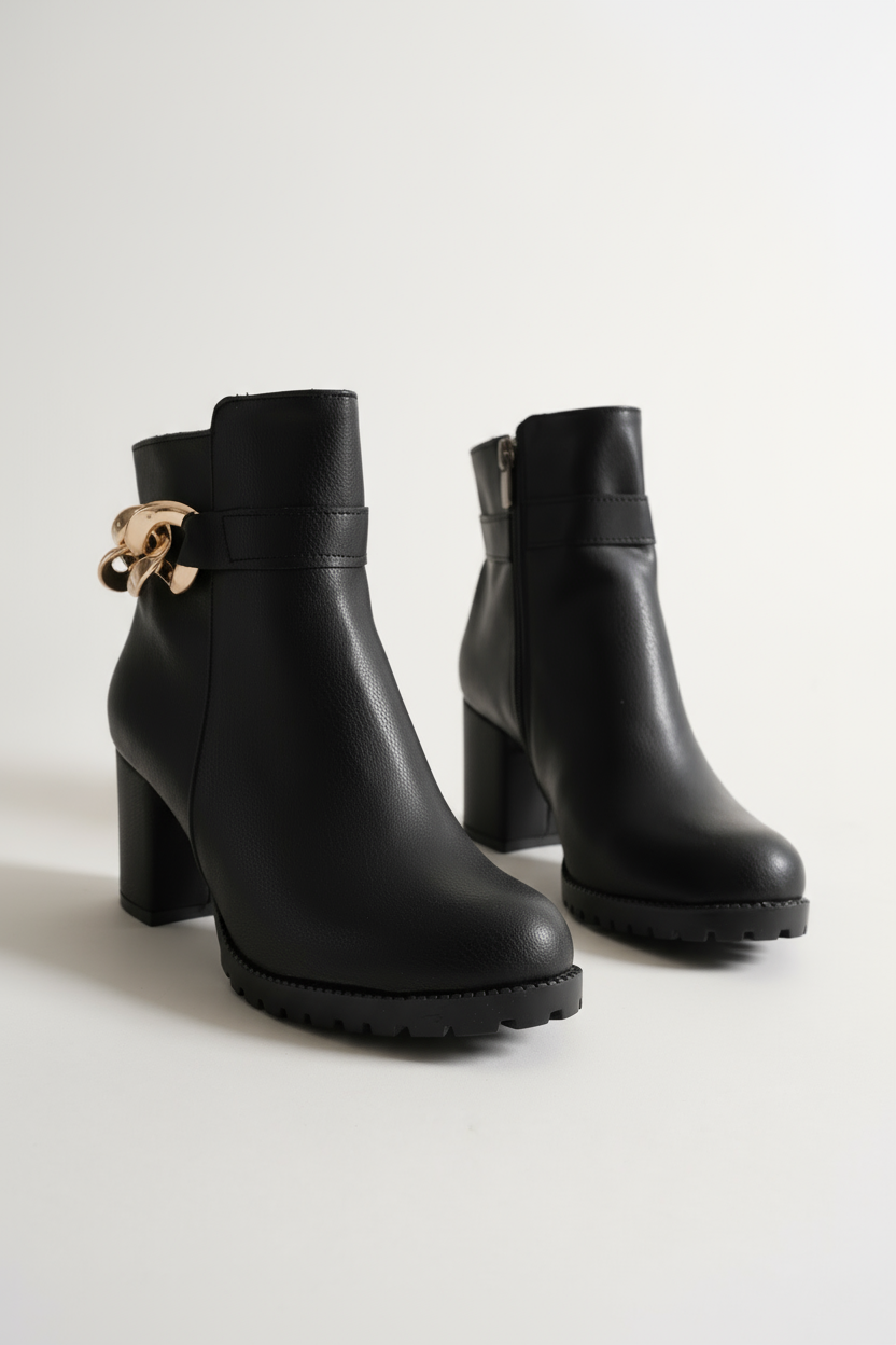 Brielfy Burma Tokalı Siyah Topuklu Kadın Bot | Şık, Güçlü ve Zarif