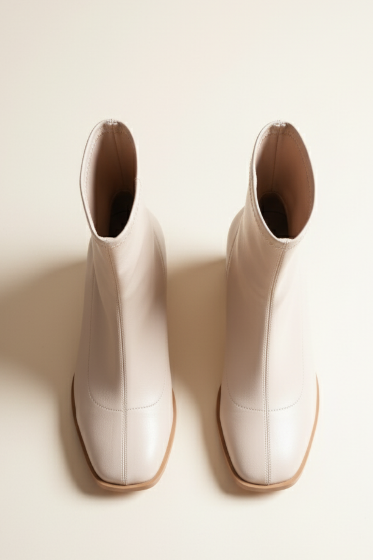 BRIELFY – Bej Streç Bilek Boy Fermuarlı Topuklu Bot – 5 cm