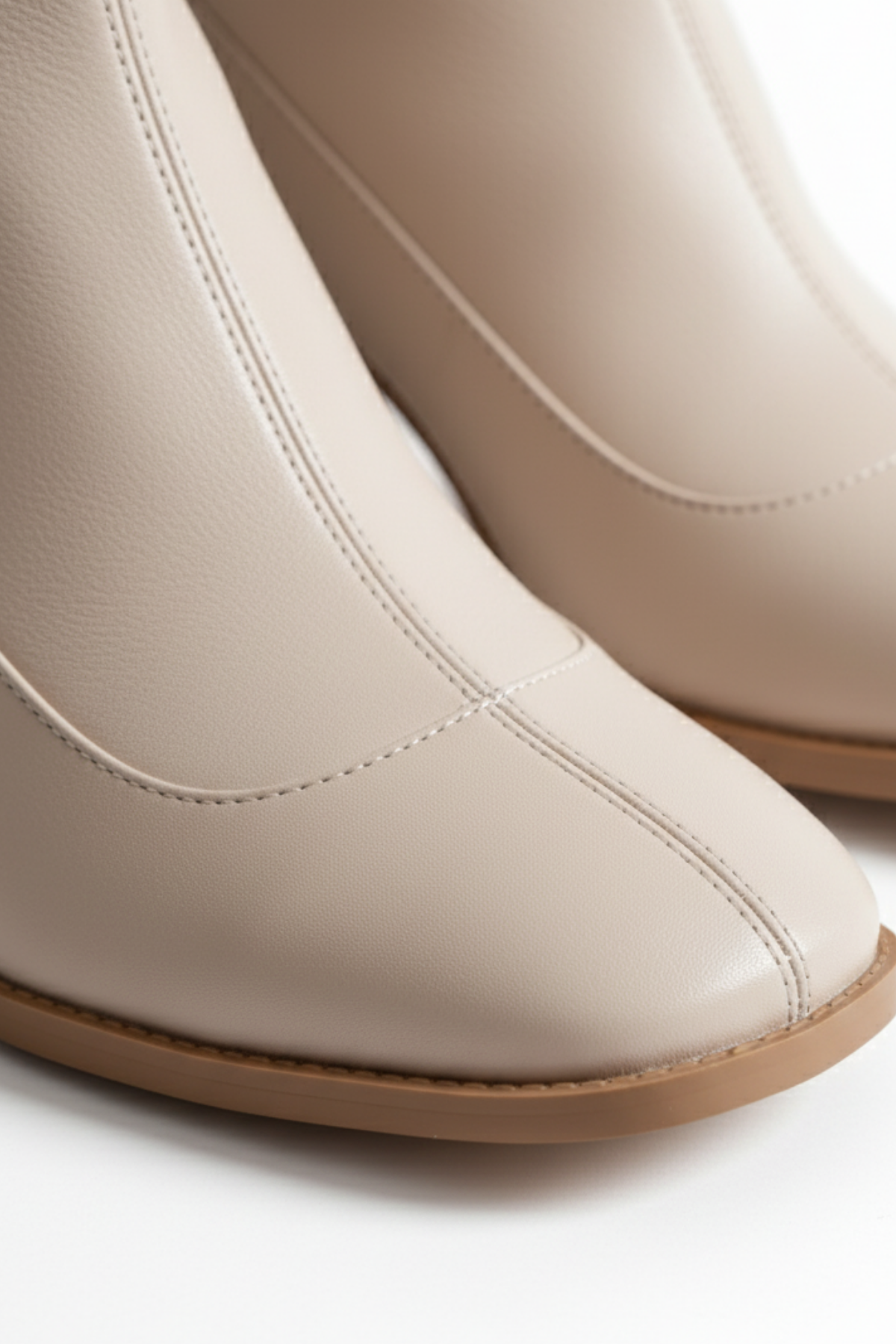 BRIELFY – Bej Streç Bilek Boy Fermuarlı Topuklu Bot – 5 cm