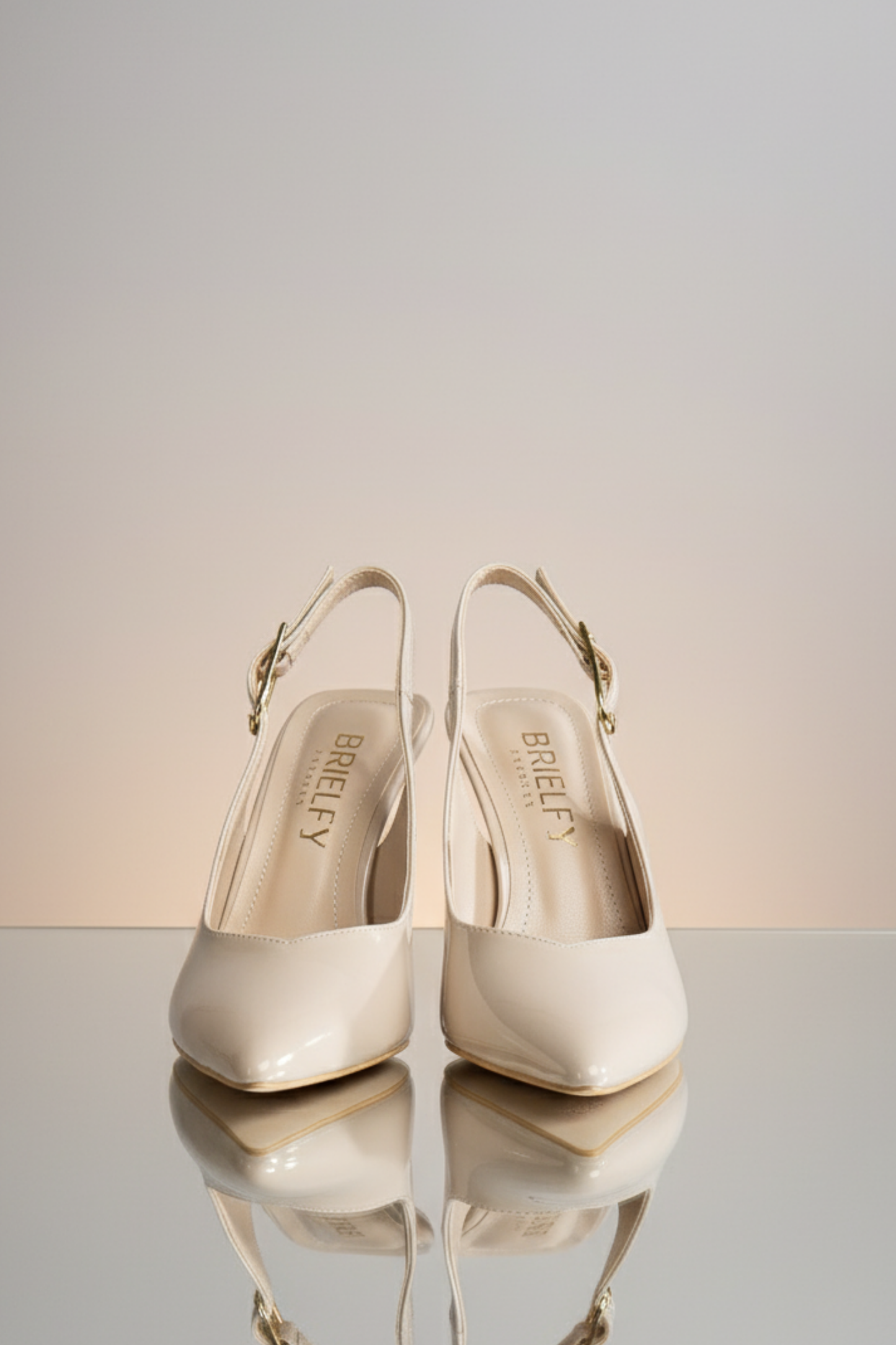 BRIELFY – Grace Slingback Parlak Bej İnce Topuklu Ayakkabı