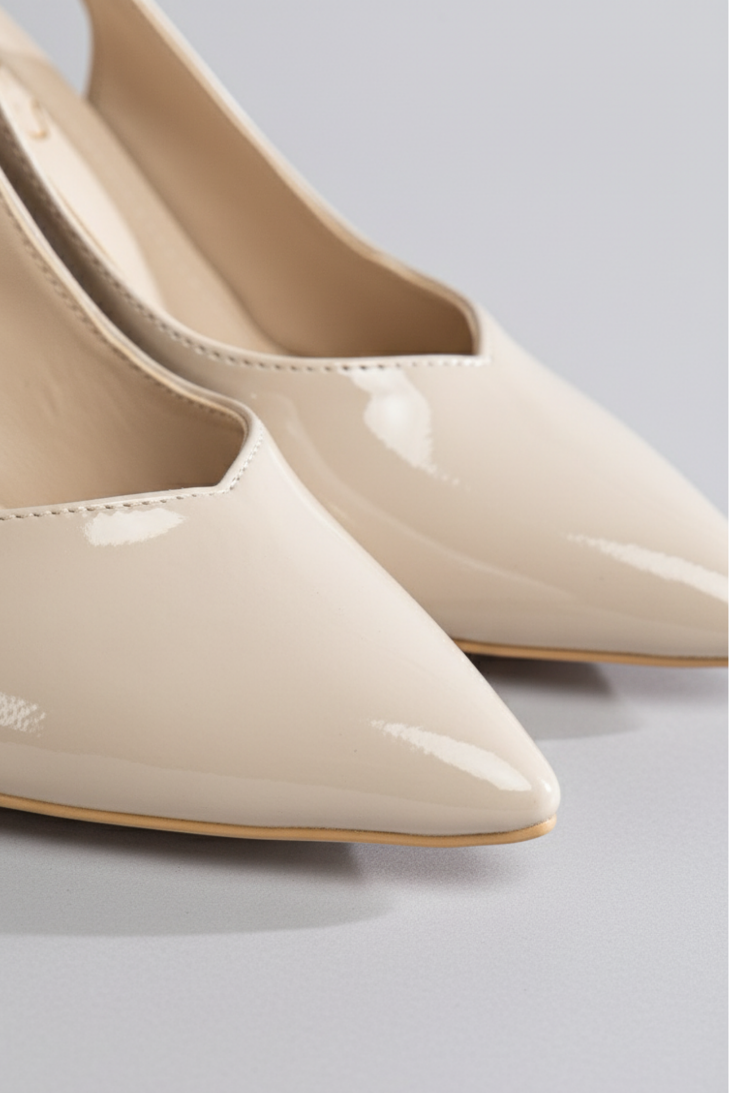 BRIELFY – Grace Slingback Parlak Bej İnce Topuklu Ayakkabı