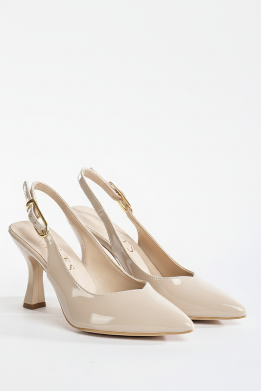 BRIELFY – Grace Slingback Parlak Bej İnce Topuklu Ayakkabı