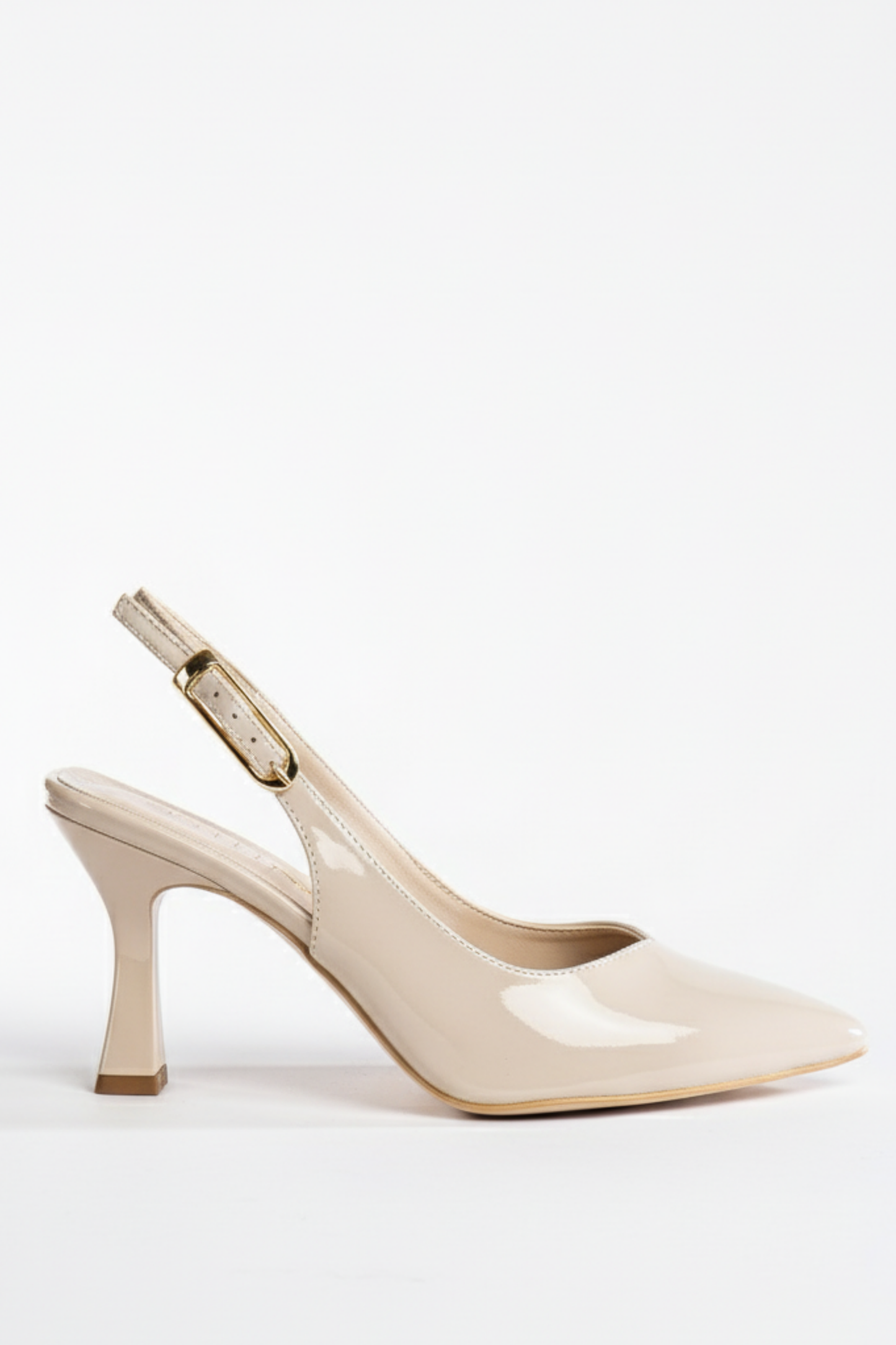 BRIELFY – Grace Slingback Parlak Bej İnce Topuklu Ayakkabı