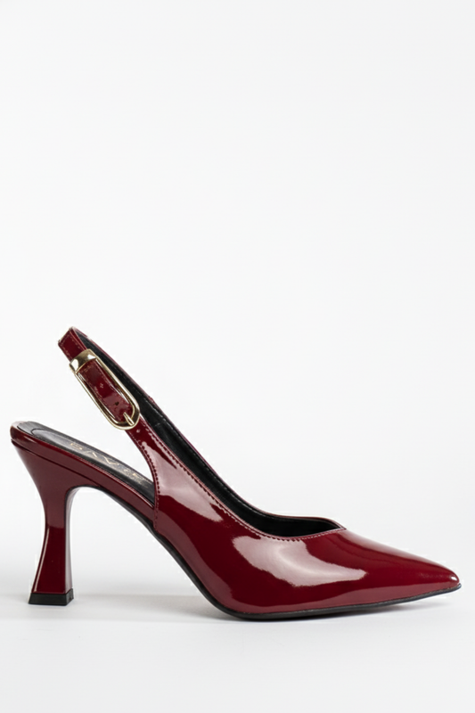 BRIELFY – Grace Slingback Bordo Parlak İnce Topuklu Ayakkabı