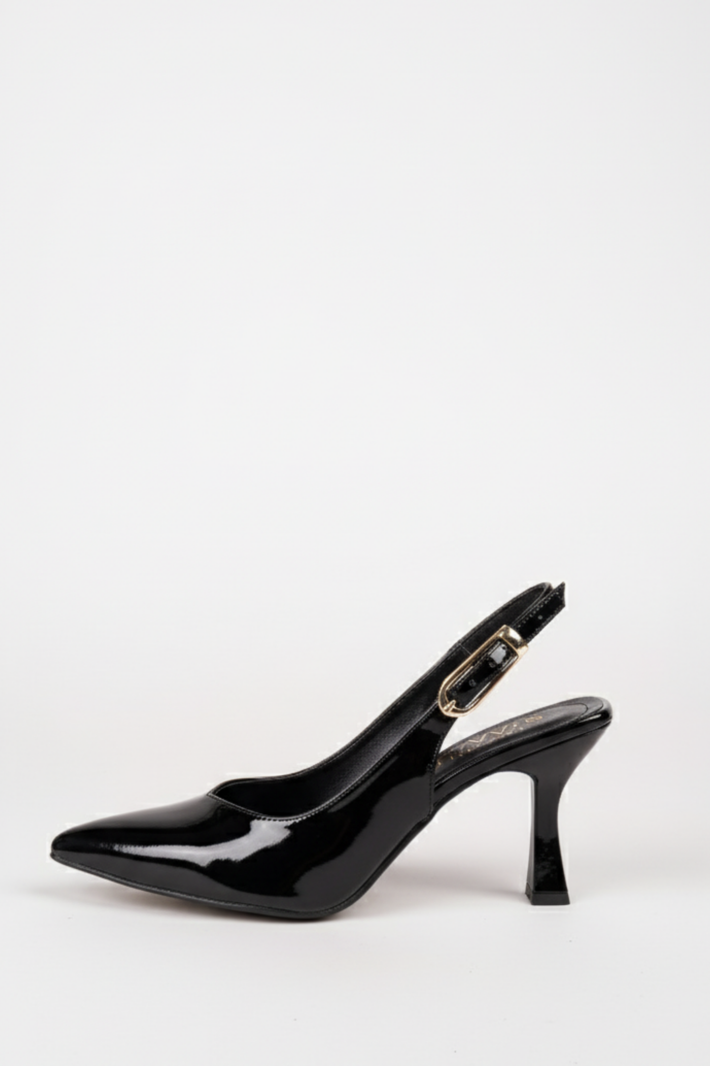 BRIELFY – Siyah Parlak Vernik Slingback İnce Burun Topuklu Ayakkabı – 9 cm