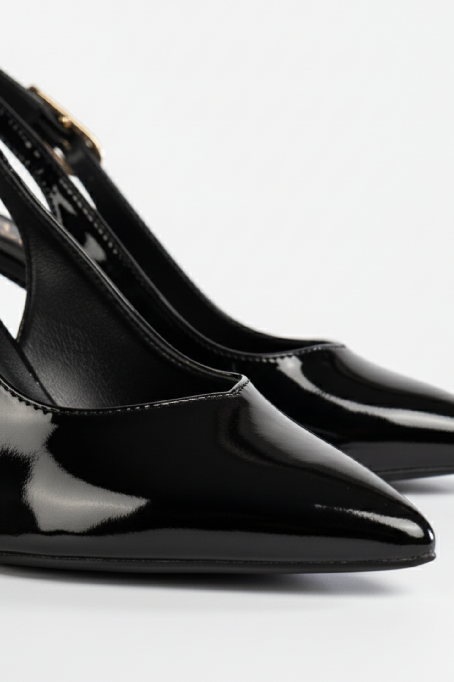 BRIELFY – Siyah Parlak Vernik Slingback İnce Burun Topuklu Ayakkabı – 9 cm